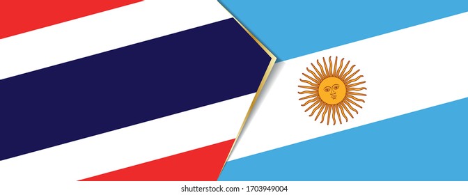Thailand and Argentina flags, two vector flags symbol of relationship or confrontation.