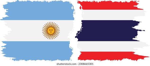 Thailand and Argentina grunge flags connection, vector