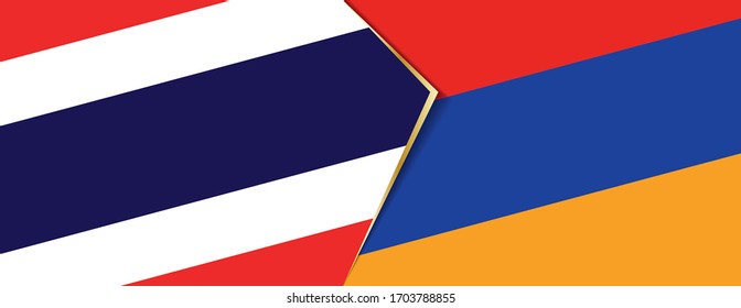 Thailand and Armenia flags, two vector flags symbol of relationship or confrontation.
