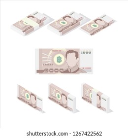 Thailand Baht money paper, Thailand currency, Banknote Vector Illustration