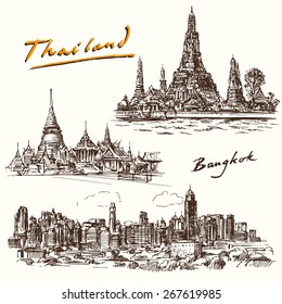 Thailand, Bangkok - hand drawn set