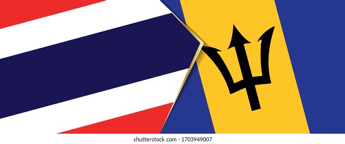 Thailand and Barbados flags, two vector flags symbol of relationship or confrontation.