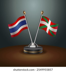 Banderas de tabla de Tailandia y tierras vascas con relación con el fondo de gradiente. Ilustración vectorial