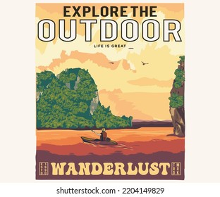 Thailand beach t-shirt design. Beach vector design. Beach and mountain vector artwork.
