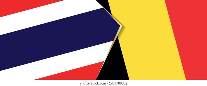 Thailand und Belgien Flaggen, zwei Vektorillustrationen Flaggen Symbol für Beziehung oder Konfrontation.