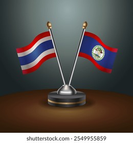 Tailândia e Belize sinalizam a relação com o plano de fundo do gradiente. Ilustração de vetor