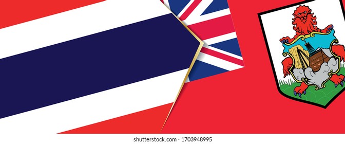 Banderas de Tailandia y las Bermudas, dos banderas vectoriales símbolo de relación o enfrentamiento.
