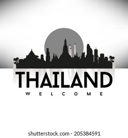 Thailand, Black Skyline Design, vector illustration. Typographic city silhouette