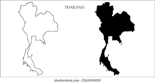 Thailand Blank Map, Thailand Map Outline Vector Images