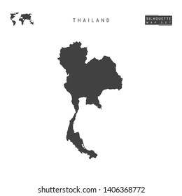 Thailand Blank Vector Map Isolated on White Background. High-Detailed Black Silhouette Map of Thailand.