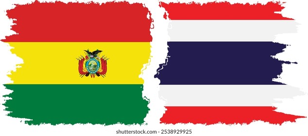 Thailand and Bolivia grunge flags connection, vector