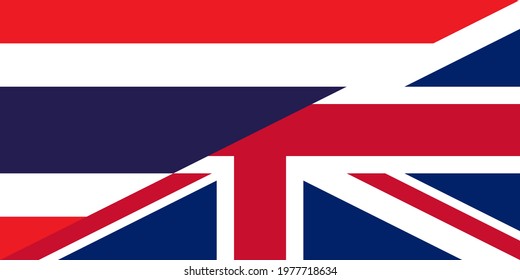 thailand and british flags. vector illustration