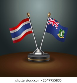 Banderas de tabla de Tailandia y las Islas Vírgenes Británicas en relación con el fondo de gradiente. Ilustración vectorial