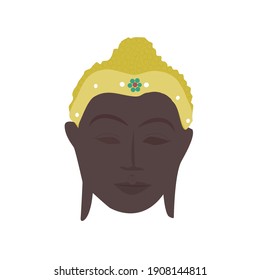 Thailand buddha face vector on white​   background.