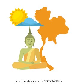 thailand buddha map sun cloud