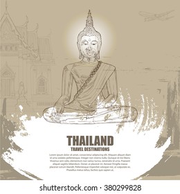 Thailand Buddha. Thailand travel destinations background
