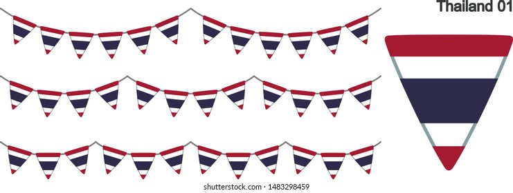 Thailand Bunting Flags Isolated on white Background. vector illustration.