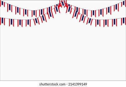 Thailand Bunting Flags Isolated on White Background. vector design illustration. Blue, white, red colors flags.