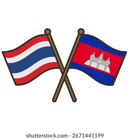 Thailand and Cambodia cross flags vector on white background
Vector country flags intersecting