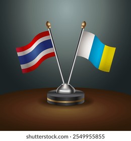 Thailand and Canary Islands table flags relation  with gradient backgrund. Vector Illustration