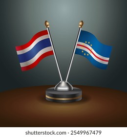 Thailand and Cape Verde table flags relation  with gradient backgrund. Vector Illustration