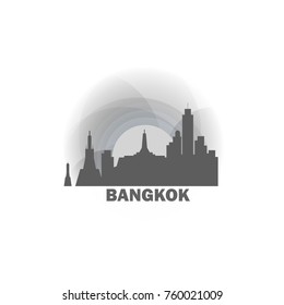 Thailand capital Bangkok sunrise sunset city panorama landscape skyline flat icon logo