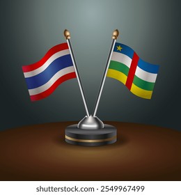 Thailand and Central African Republic table flags relation  with gradient backgrund. Vector Illustration