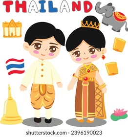 Thailand children dress Thai culture in Southeast Asia element