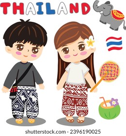 Thailand children dress Thai culture in Southeast Asia element svg