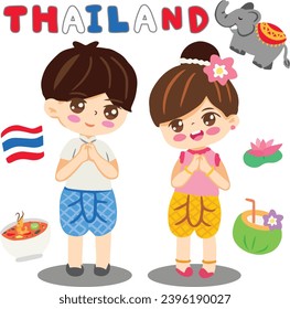 Thailand children dress Thai culture in Southeast Asia element