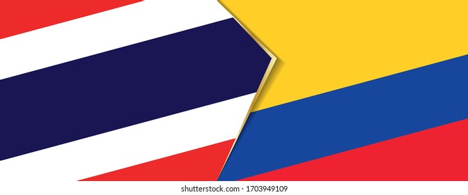 Thailand and Colombia flags, two vector flags symbol of relationship or confrontation.