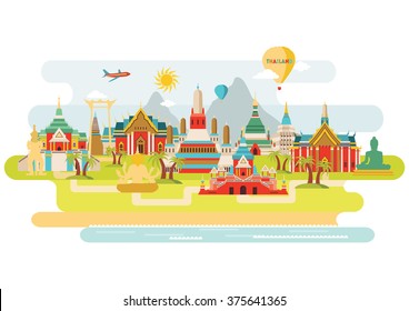 Thailand colorful detailed illustration. Vector background