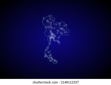 Thailand concept vector map with glowing cities, map of Thailand suitable for technology,innovation or internet concepts.