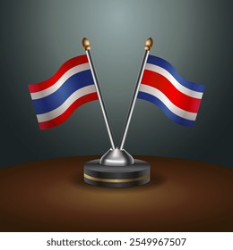 Thailand and Costa Rica table flags relation  with gradient backgrund. Vector Illustration