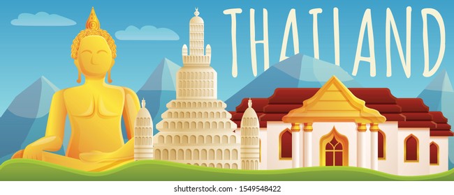 Thailand country concept banner. Cartoon illustration of Thailand country vector concept banner for web design
