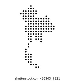 Thailand country dotted map. Black spot pixel illustration isolated on white background. Vector circle mosaic.