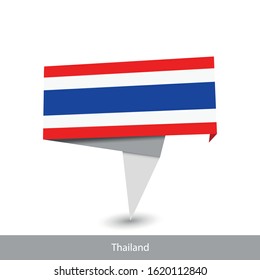 Thailand Country flag. Paper origami banner. Flat flag vector illustration.