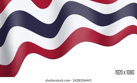 Thailand country flag realistic independence day background. Thai commonwealth banner in motion waving, fluttering in wind. Festive patriotic HD format template for independence day