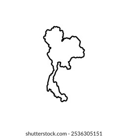 thailand country map black line border vector icon illustration design