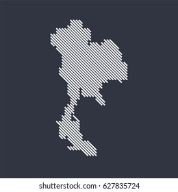 Thailand country map made from angled white lines