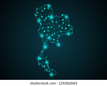 Thailand country map made from digital binary code - Vector