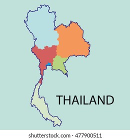 Thailand country map vector with section area.