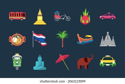 thailand country national icons set