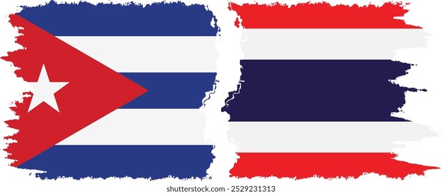 Thailand and  Cuba grunge flags connection, vector