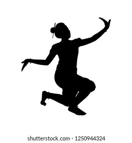 Thailand dancing woman silhouette vector. Asian culture concept.