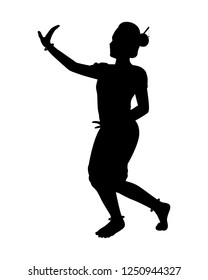 Thailand dancing woman silhouette vector. Asian culture concept.