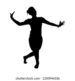 Thailand dancing woman silhouette vector. Asian culture concept.