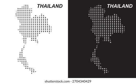Thailand Dotted Map, Halftone Style Modern Digital Outline of Thai Kingdom Vector EPS