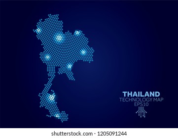 Thailand dotted technology map. Modern data communication concept