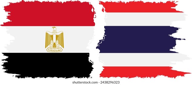 Tailandia y Egipto grunge banderas de conexión, vector